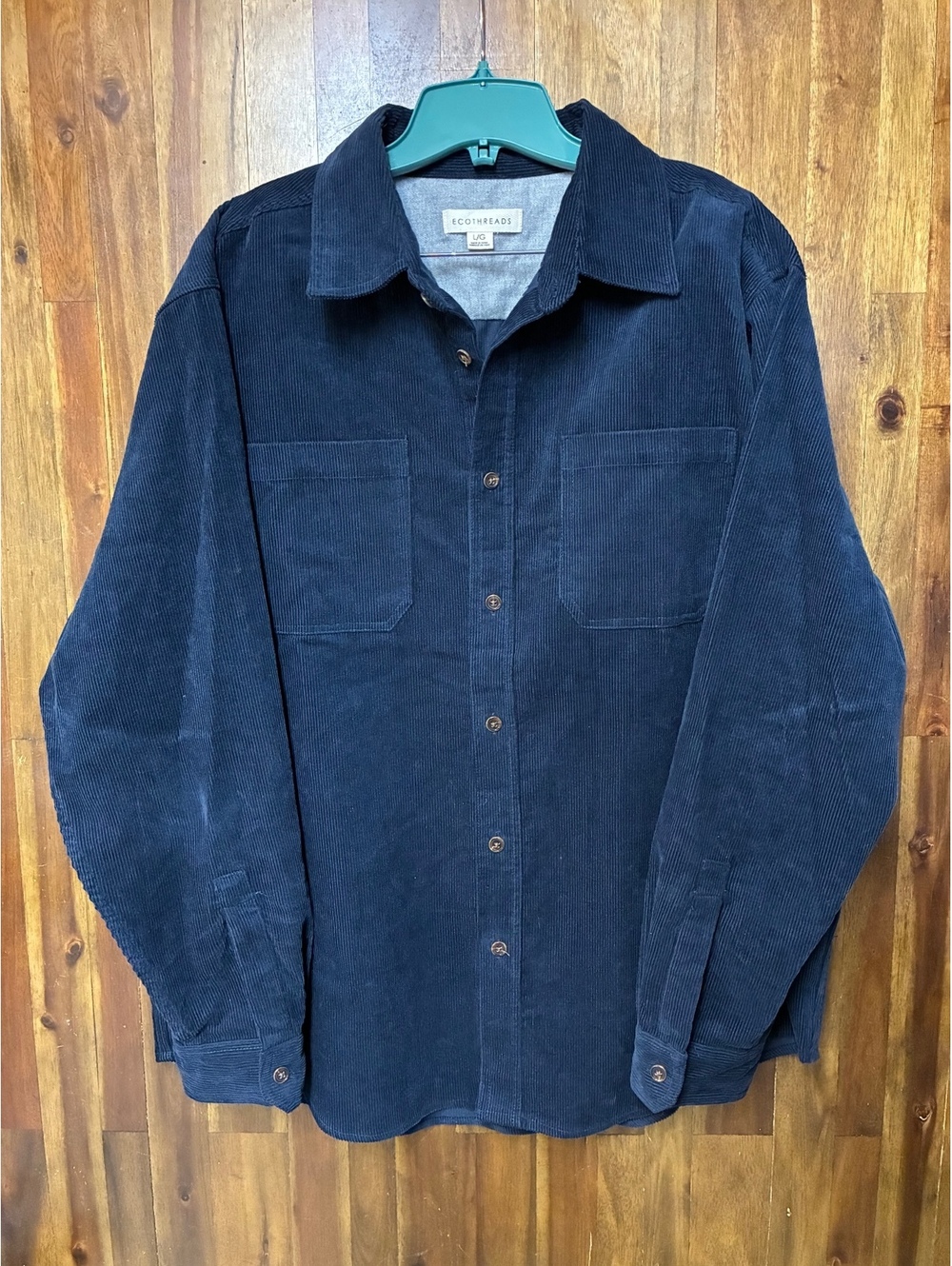 Ecothreads Navy Corduroy Button Up Shirt Jacket L/G Overshirt Coastal Workwear